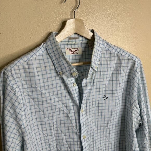 Original Penguin Shirt Mens XXL Button Down Plaid Heritage Slim Fit - Picture 2 of 12